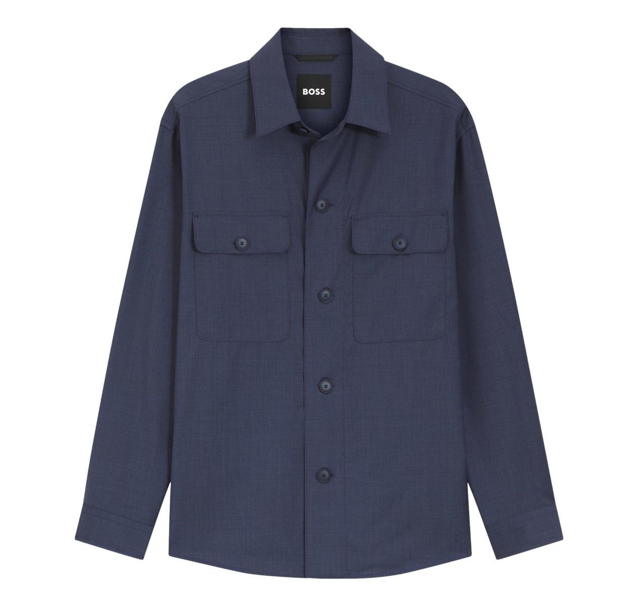 BOSS Sovracamicia Uomo Relaxed Fit In Lana Vergine Lavabile P Carper OS WG 262 50561628 Colore Blu-Blu