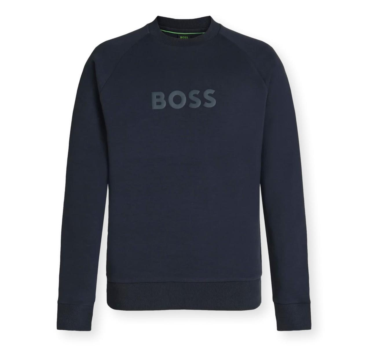BOSS Felpa Uomo Girocollo In Cotone Elasticizzato Regular Fit Salbo 50565307 Colore Blu Scuro-Blu