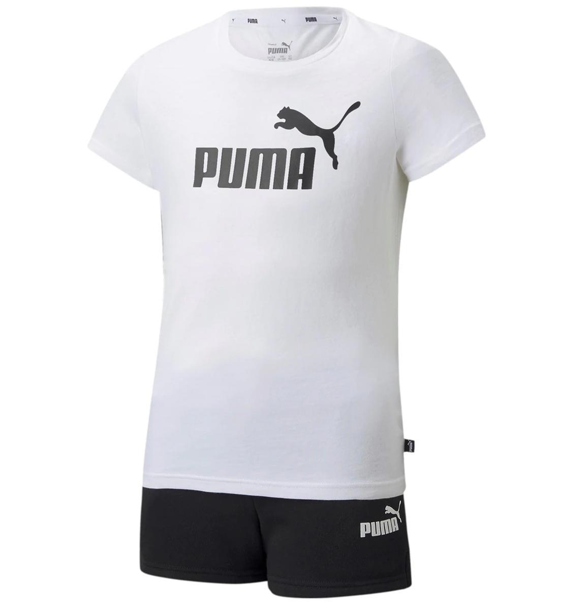 PUMA Logo Tee & Shorts Set G Tuta da pista Bambine e ragazze-Bianco