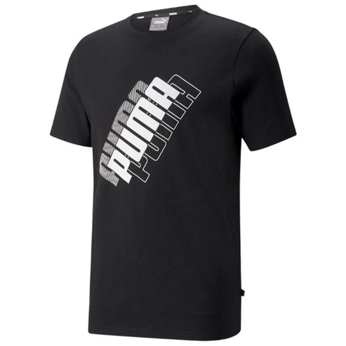 PUMA Uomo Regular Tops T-Shirt Power Logo da Uomo-Nero