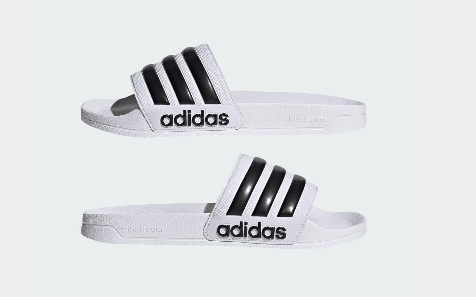 adidas Unisex Adilette Doccia Sandali da Bagno-BIANCO/NERO