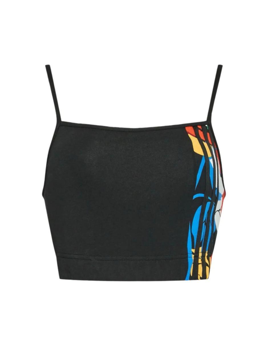 Adidas Originals Top Corto Da Donna Nero Con Logo