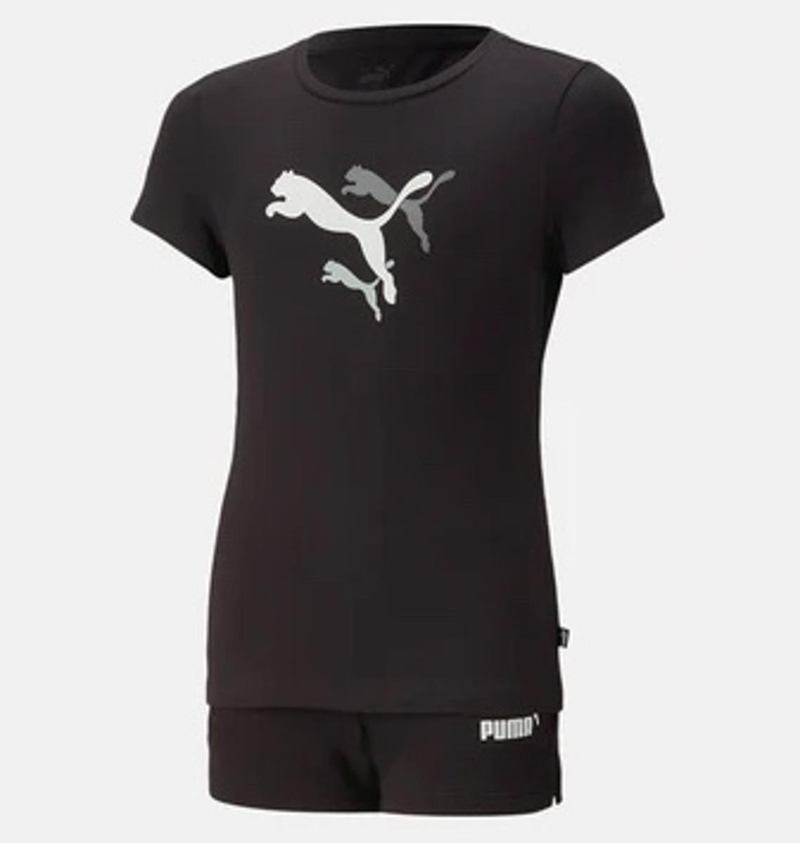 PUMA T-SHIRT BAMBINO GRAPHIC TEE & SHORTS SET 673594.01-Nero