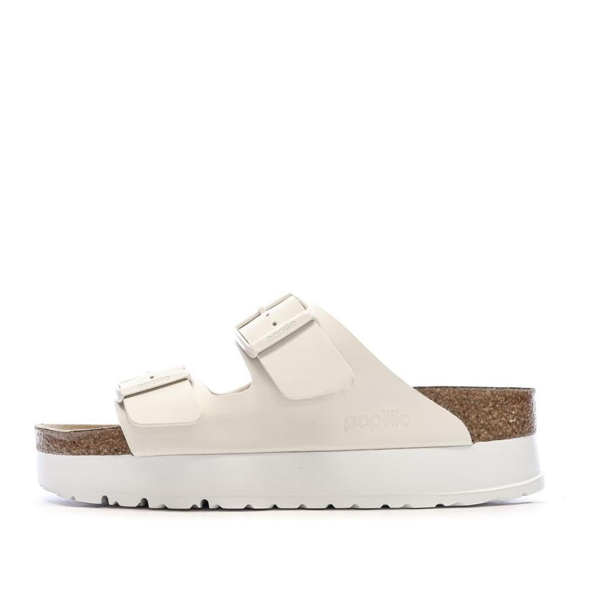 SANDALO " ARIZONA FLEX PLATFORM " IN BIRKO-FLOR / WHITE-Multicolore