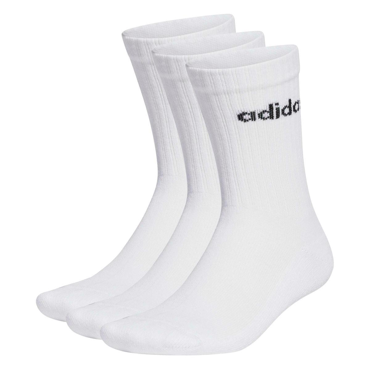 adidas Unisex - Adulto Linear Crew Cushioned Socks 3 Pairs, Medium Grey Heather/White/Black, 40-42