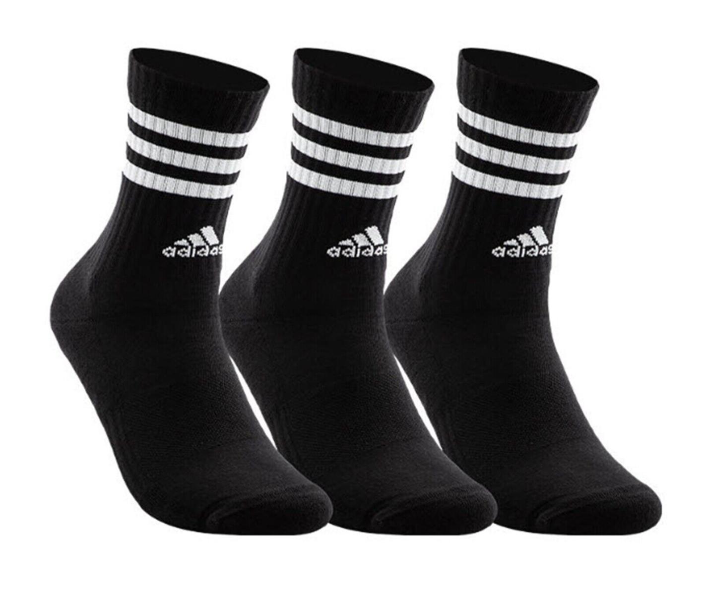 adidas Unisex - Bambini e ragazzi 3-Stripes Cushioned Crew Socks 3 Pairs-Nero