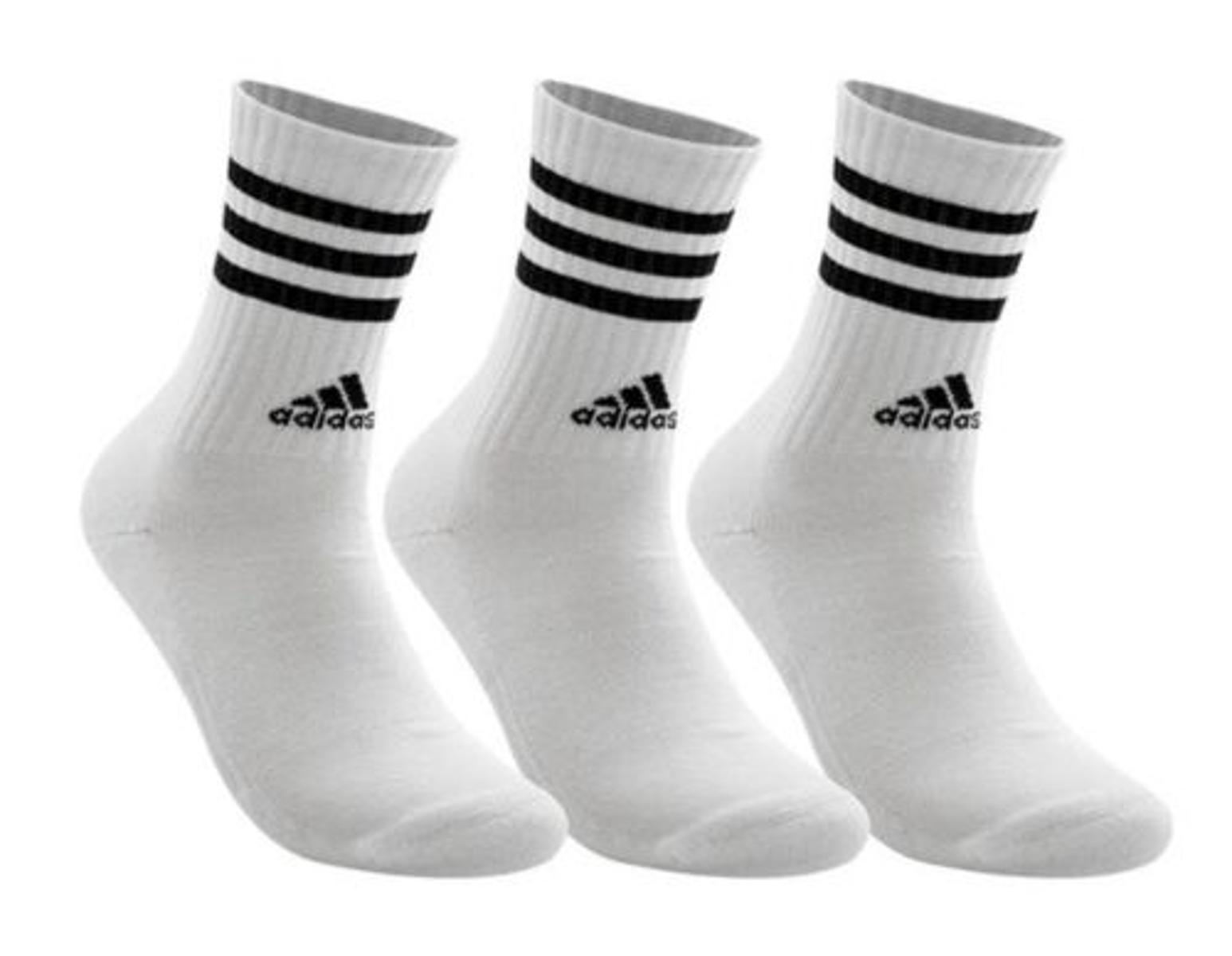 adidas Unisex - Bambini e ragazzi 3-Stripes Cushioned Crew Socks 3 Pairs-Bianco