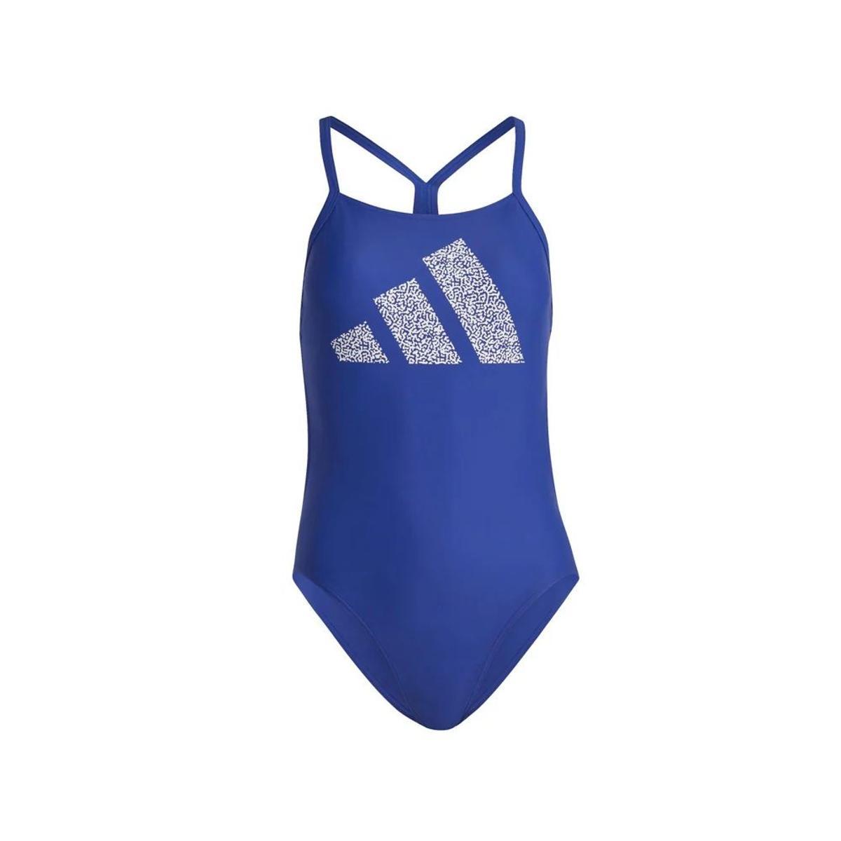 adidas 3 Bar Logo Print Swimsuit Costume Intero Donna-Blu