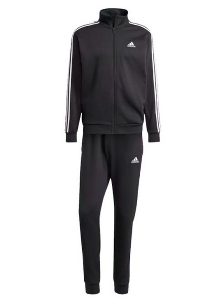 adidas Basic 3-stripes Tricot Track Suit Tuta Sportiva Uomo (Pacco da 1)-NERO/BIANCO