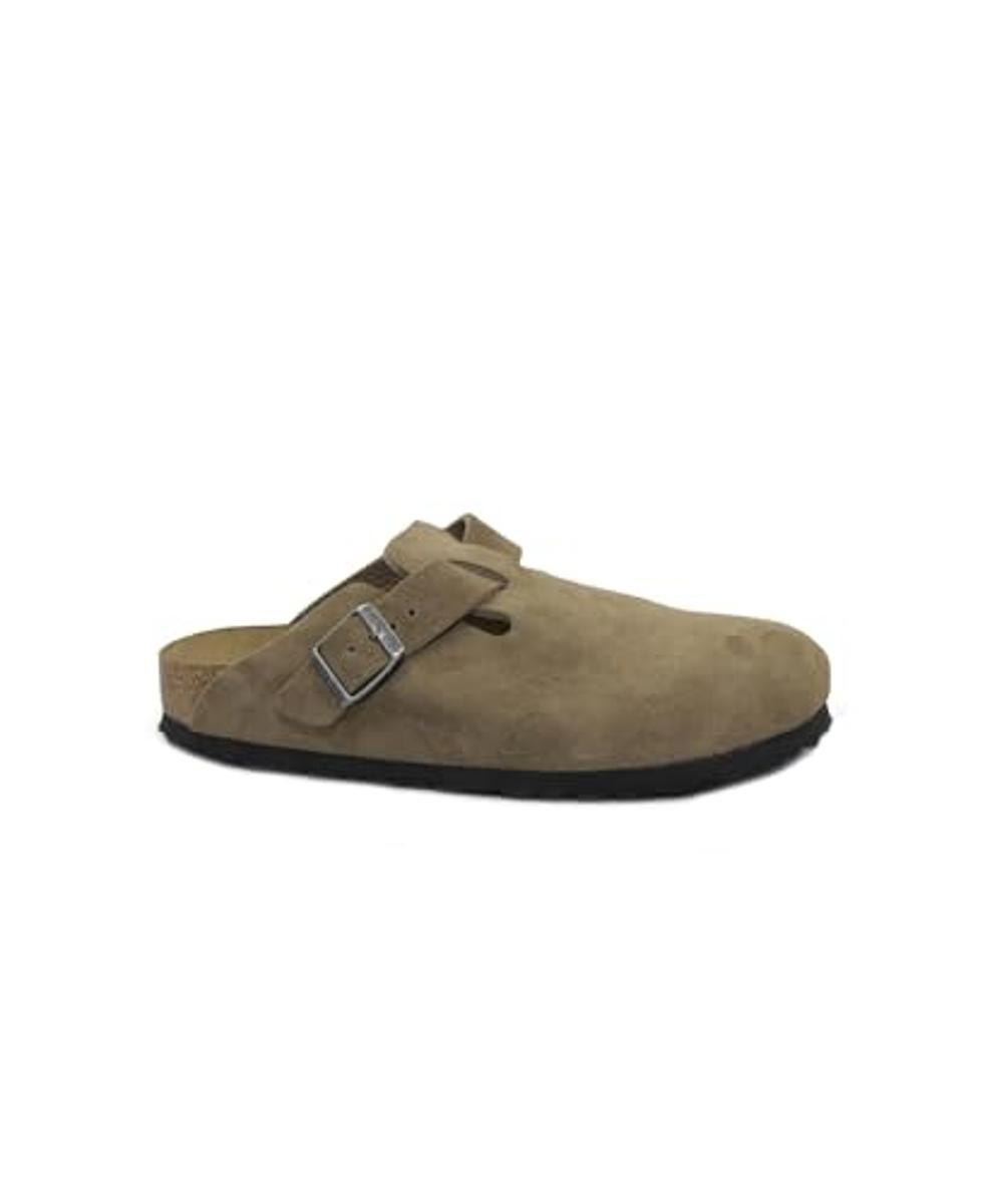 Birkenstock 1030861 Boston BS Dark Tea Tonal Sandali per Uomo in camoscio Marrone-Marrone