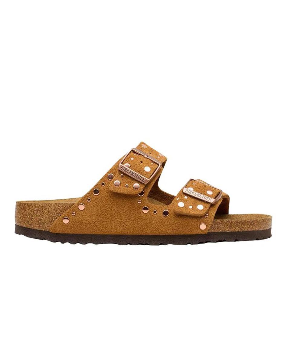 Birkenstock Arizona 1031731 Rivet Border Mink Marrone Ciabatte Donna Fibbie camoscio Borchie