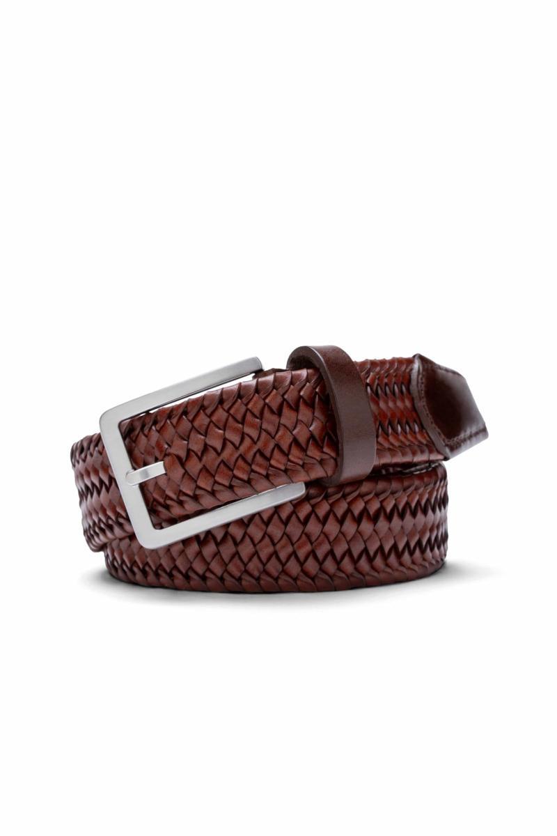 MEYER Cintura in pelle intrecciata-Brown