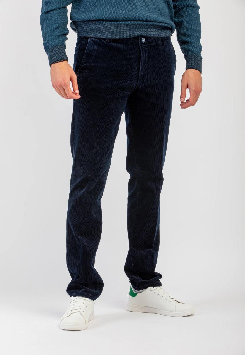 MEYER Pantaloni Chino in Velluto a Coste Active-Blu