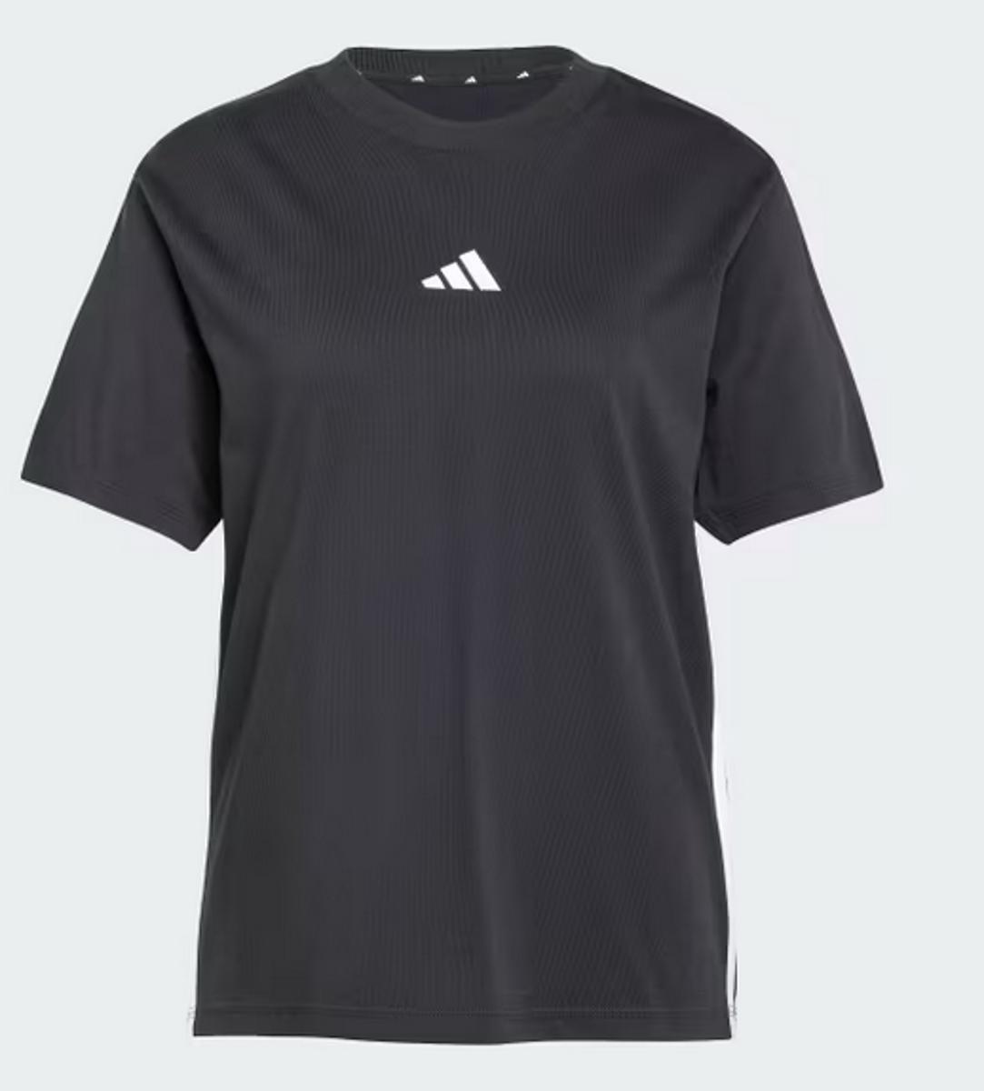 adidas Women Essentials Maglietta in Cotone a 3 Strisce-Nero