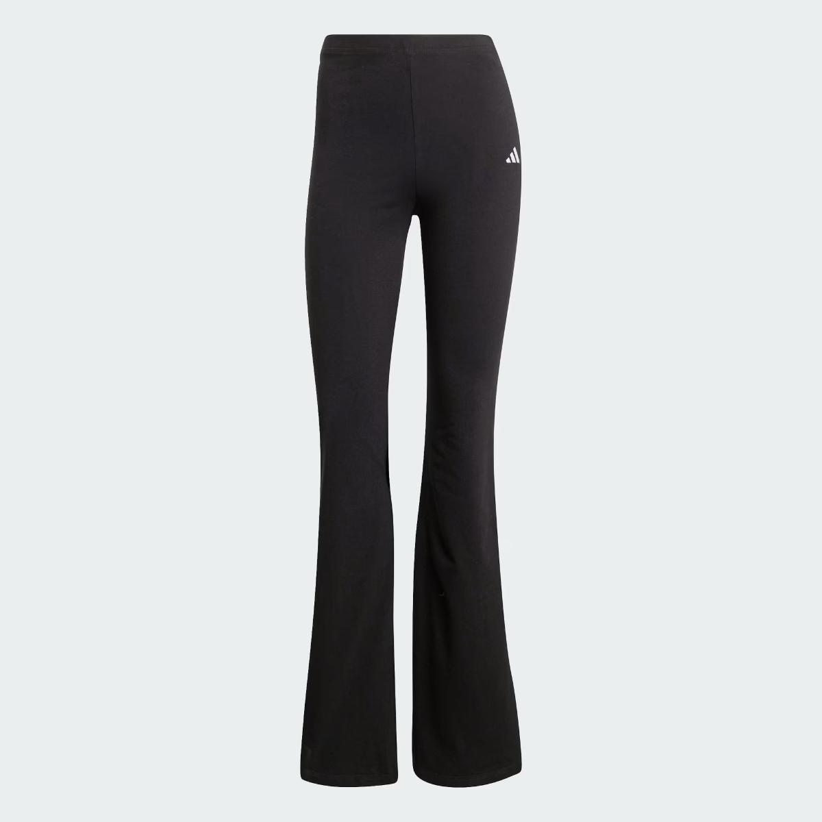 Adidas Donna Essentials Small Logo Flared Leggings-Nero