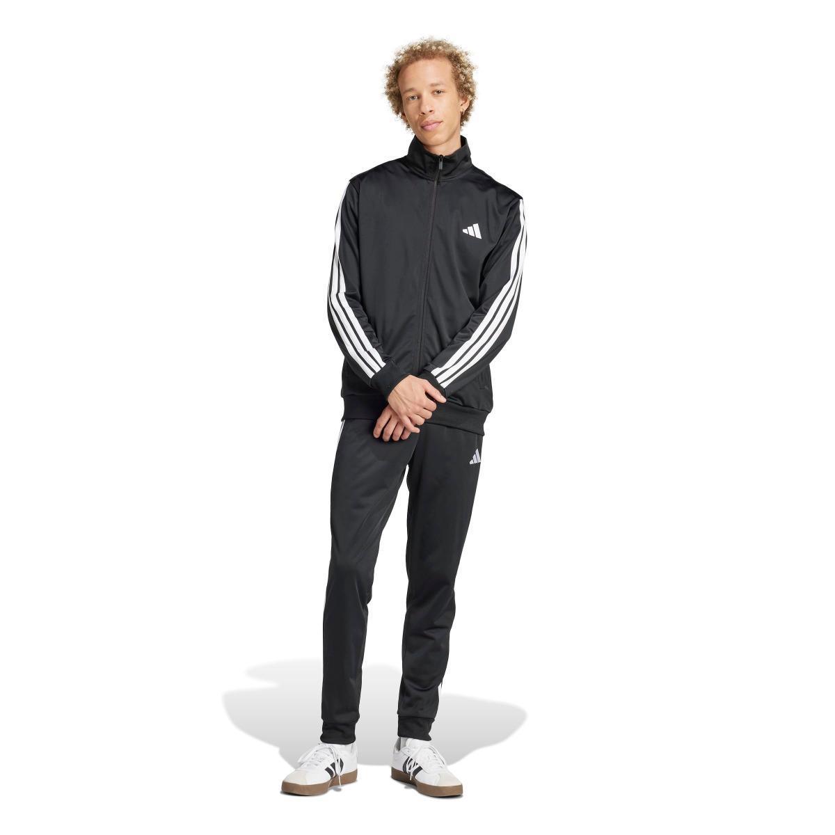 adidas Uomo SPORTSWEAR BASIC 3 STRIPES TRICOT TRACKSUIT-Nero