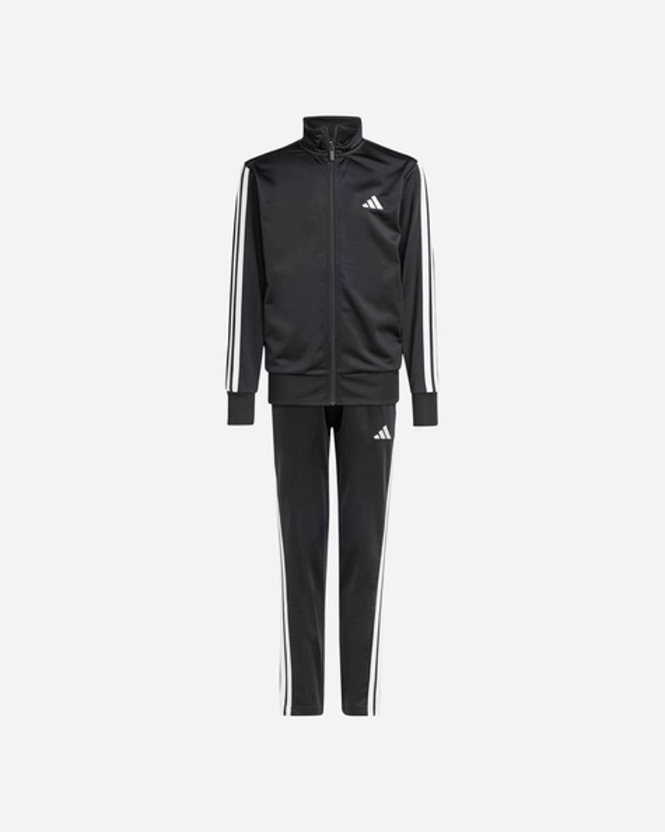 adidas Unisex - Bambini e ragazzi ESSENTIALS CLIMACOOL STRIPES TRACKSUIT-NERO/BIANCO
