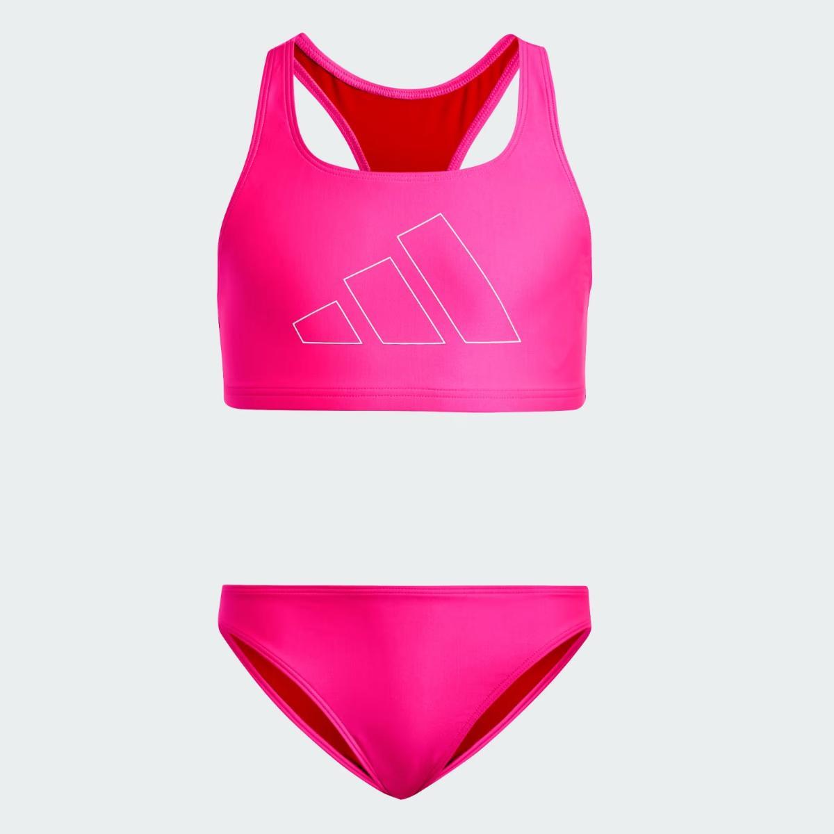 adidas Logo Bikini Set Kids Set di Bikini Bambine e Ragazze-Rosa Fluo