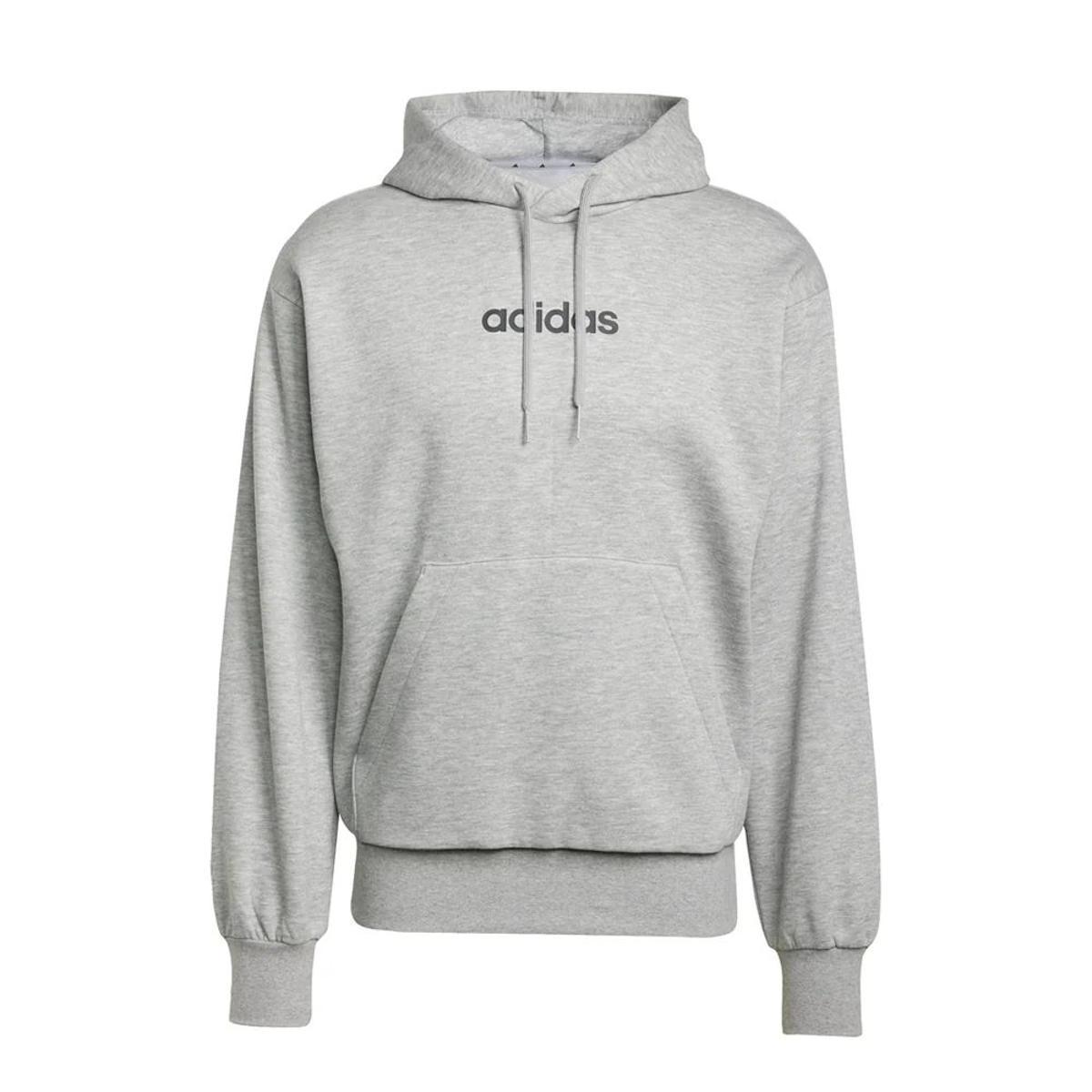 adidas Uomo Essentials Linear Fleece Hoodie-Grigio