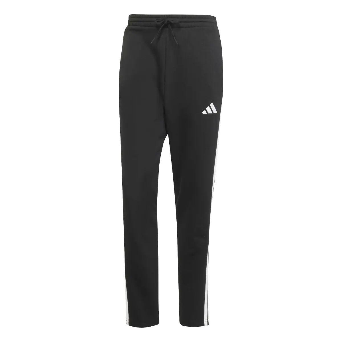 Adidas - Essentials - Pantaloni A 3 Strisce in Pile con Orlo Aperto, Pantaloni Uomo-Nero