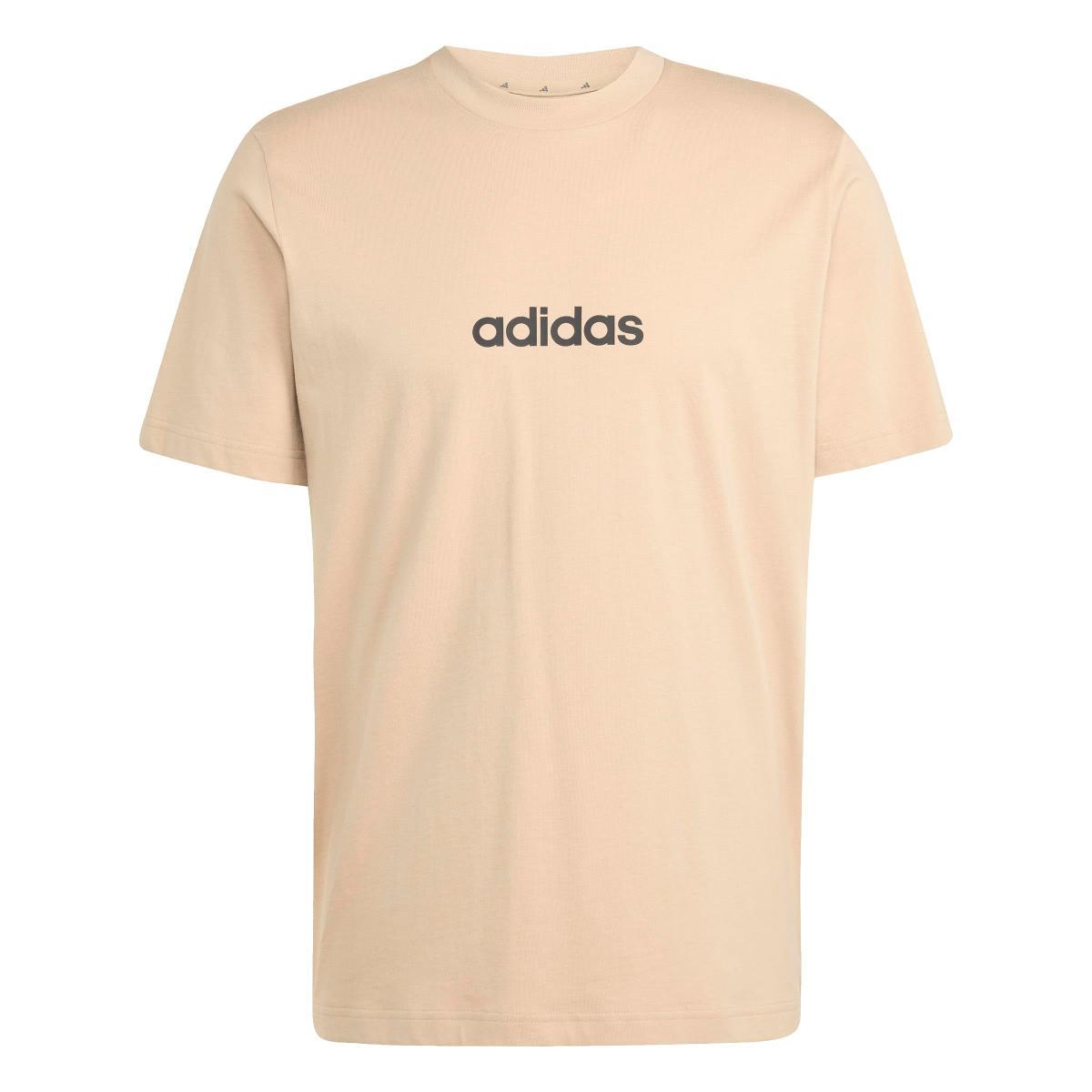 adidas Uomo Essentials Linear Single Jersey Tee-Beige