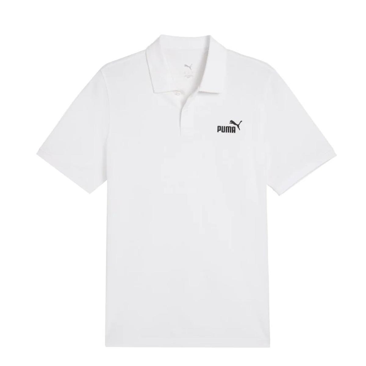 PUMA Polo in piqué con Logo Essentials N. 1 da Uomo-Bianco