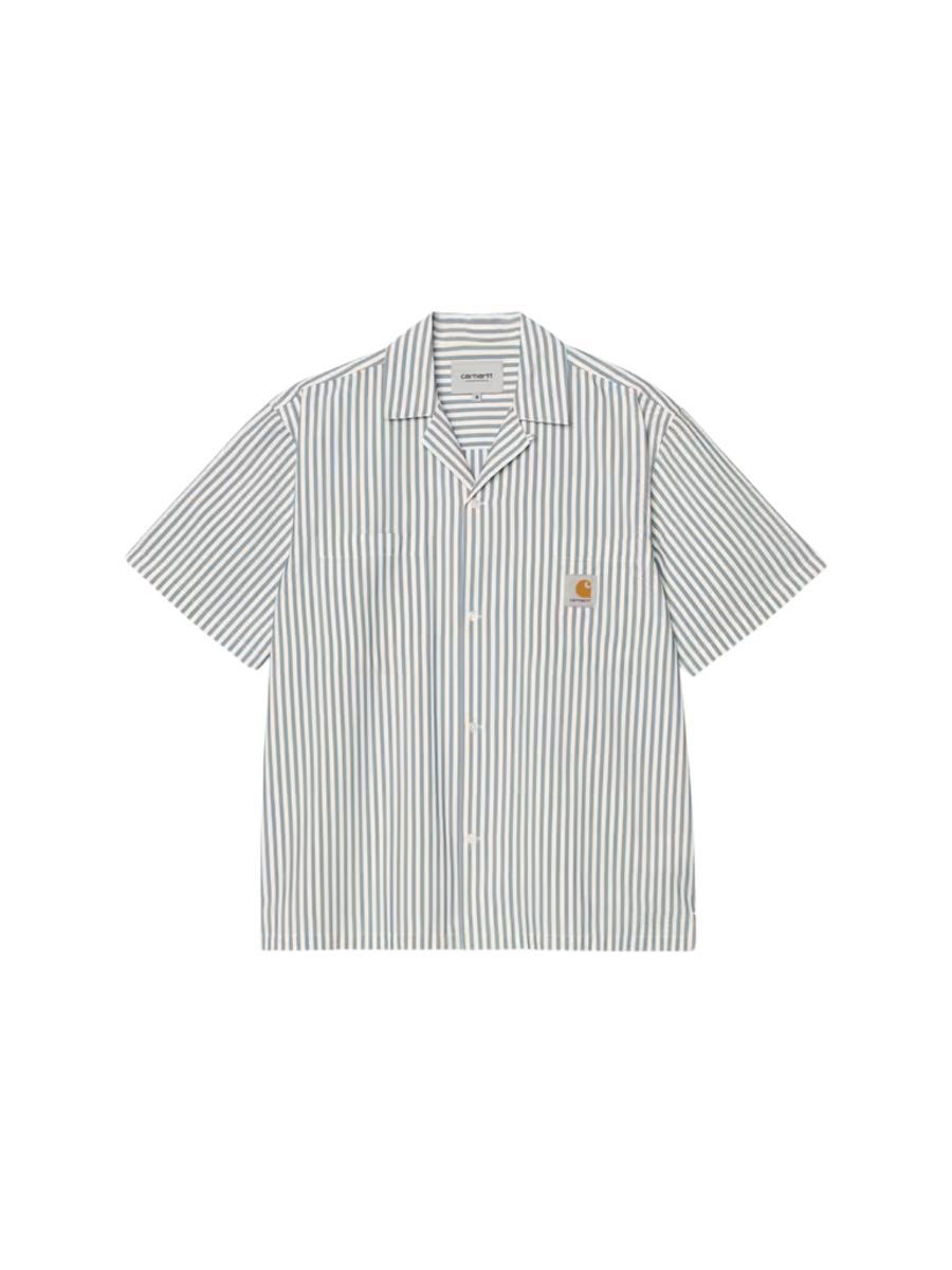 Carhartt Wip Camicia Camicia-Leavel Stripe, Blue River / Wax