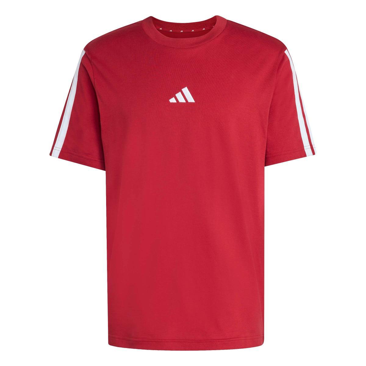 adidas Essentials Three Stripes Single Jersey Tee T-Shirt Uomo (Pacco da 1)-Rosso