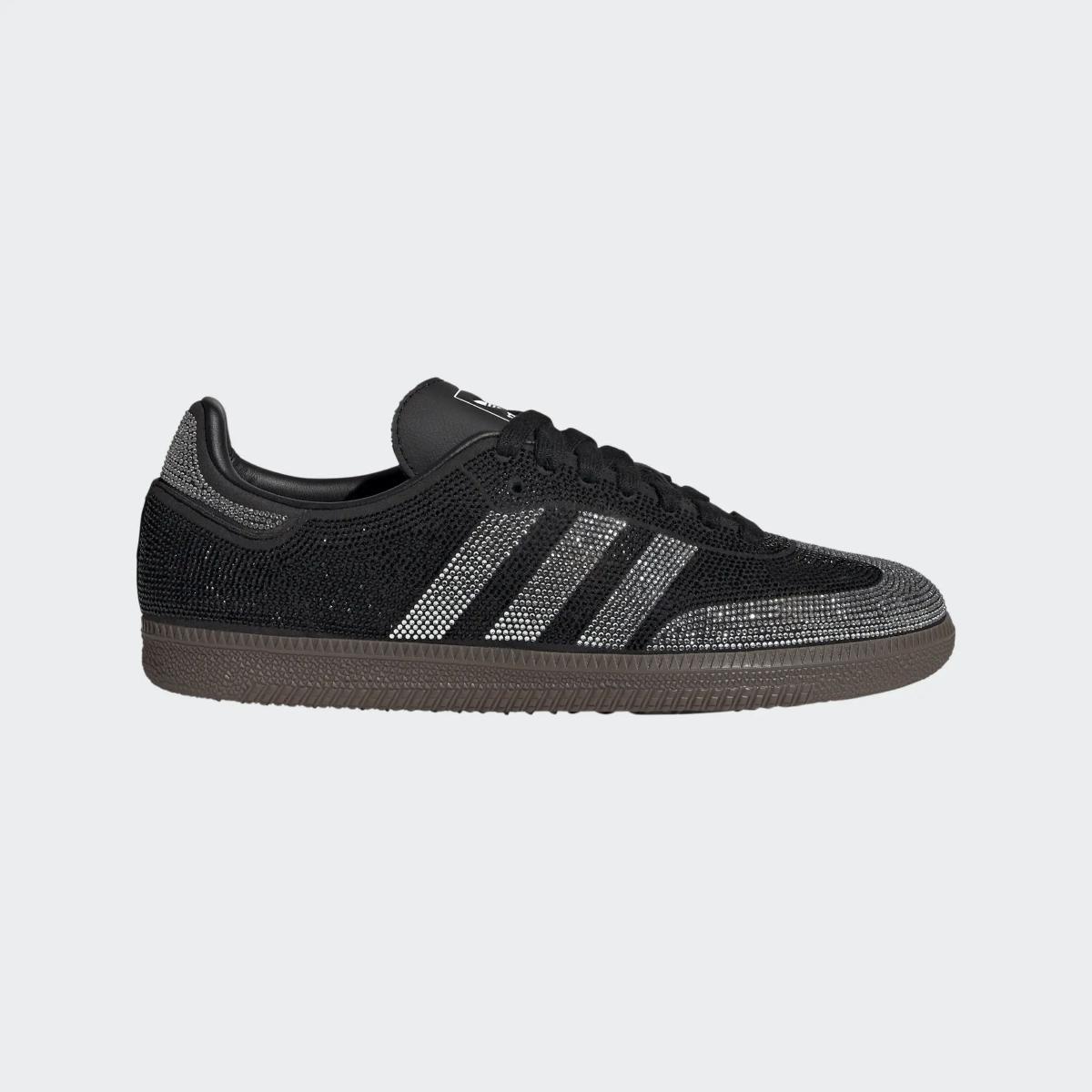 adidas Samba OG Rhinestone Black Silver, IH9052, Scarpe da ginnastica da donna con cristalli, pelle nera di alta qualità e dettagli argentati