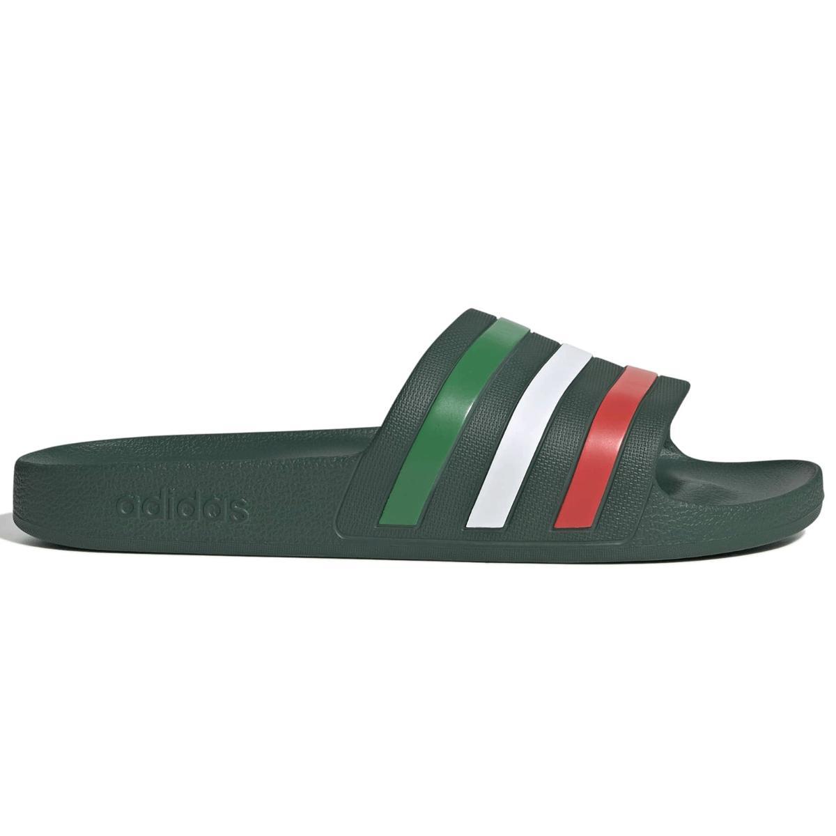 adidas Unisex - Adulto Adilette Aqua Slides-DRKGRN/FTWWHT/BRIRED