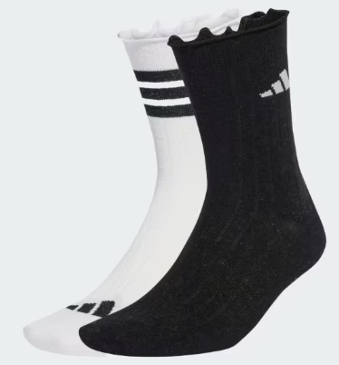 adidas Glow Sock 2 Pair Pack CALZINI Unisex - Adulto (Pacco da 1)-Nero/Bianco