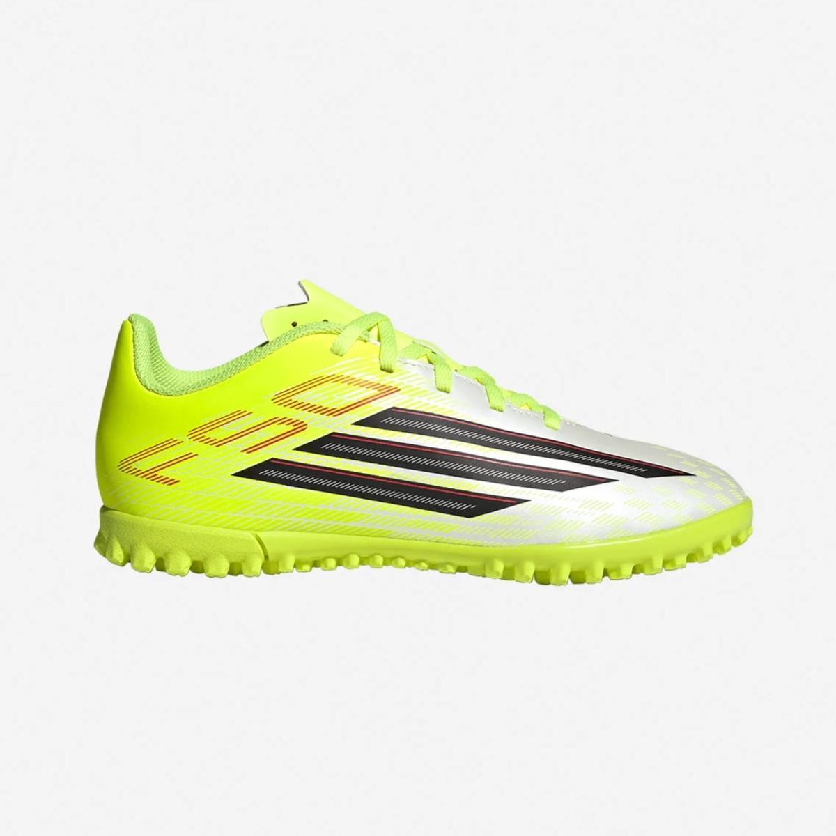 adidas Kids Scarpa da Calcio F50 Club per Erba Sintetica per Bambini e Bambine-Bianco/Giallo