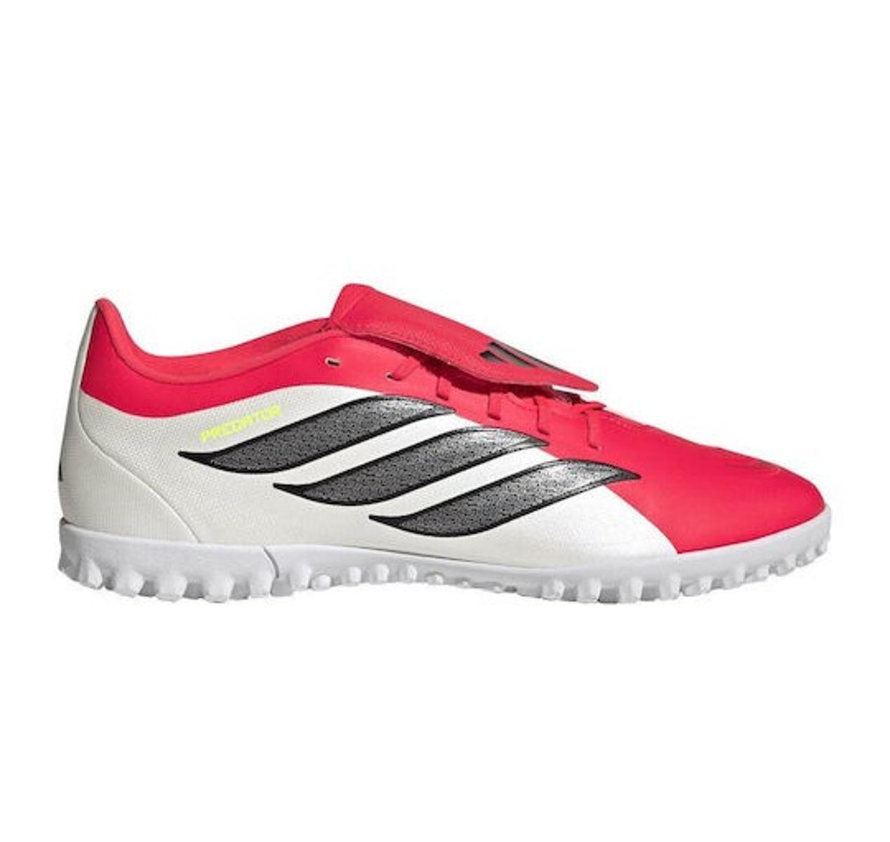 adidas Unisex Predator Club Scarpe da Calcio Fold-Over Tongue Turf-Bianco-Rosso