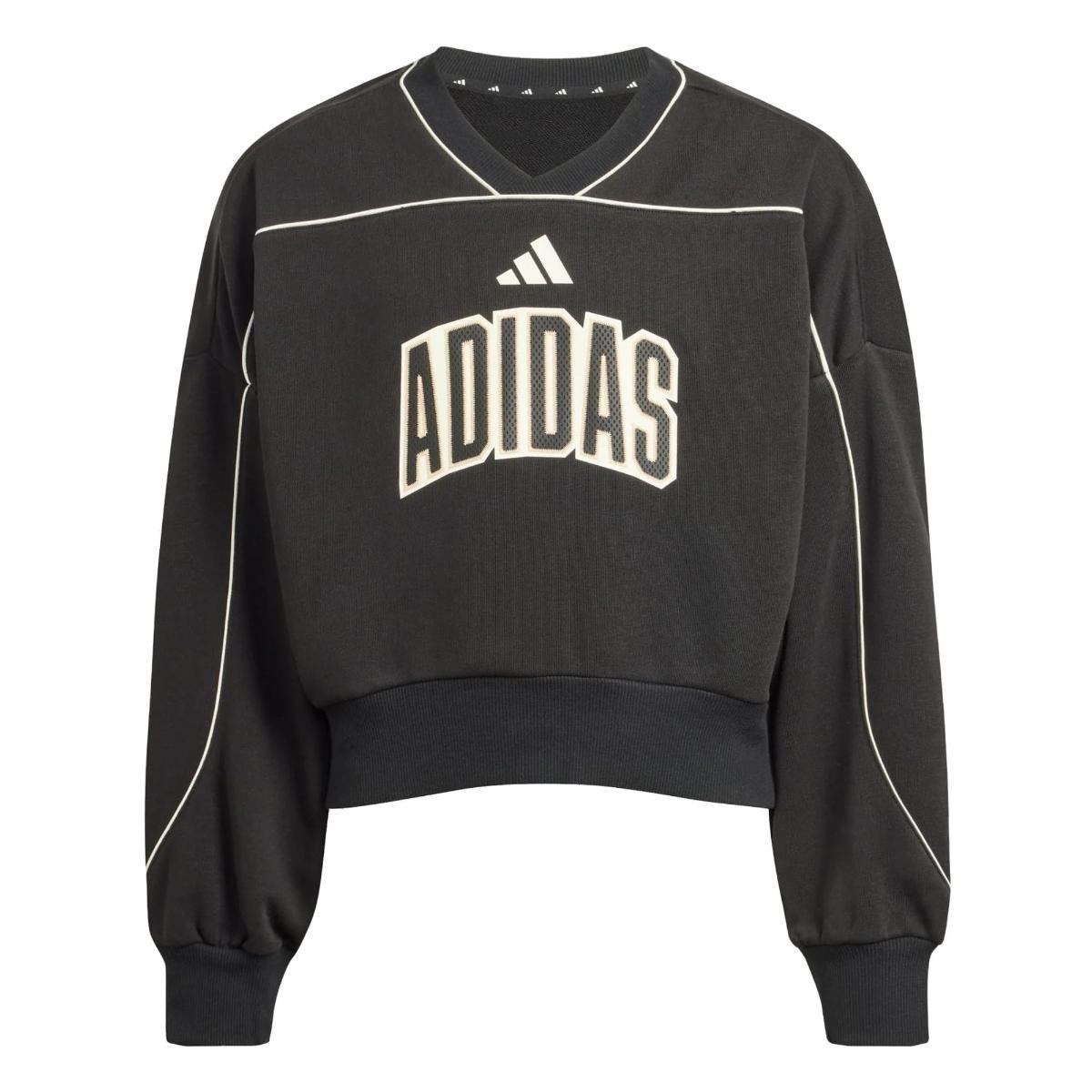 adidas JG STD SWT - Felpa a maniche lunghe da ragazza-Nero
