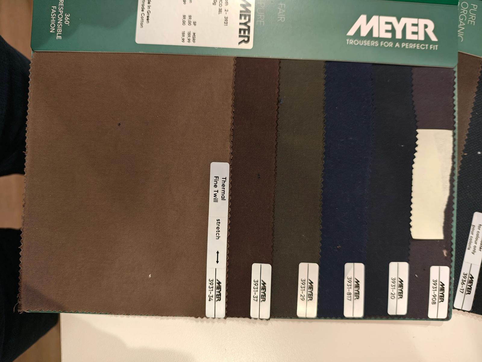 MEYER Pantaloni Termici in Twill di Cotone Biologico-Blu