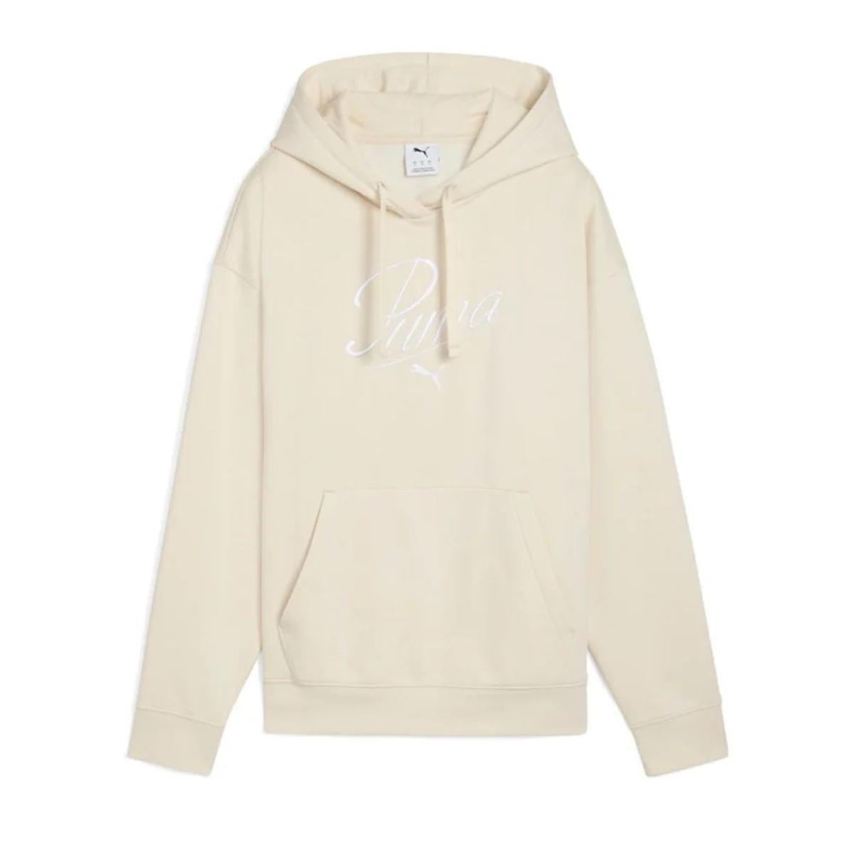 PUMA Ess Script Comfort Hoodie FL Felpe con Cappuccio Unisex - Adulto (Pacco da 1)-Bianco