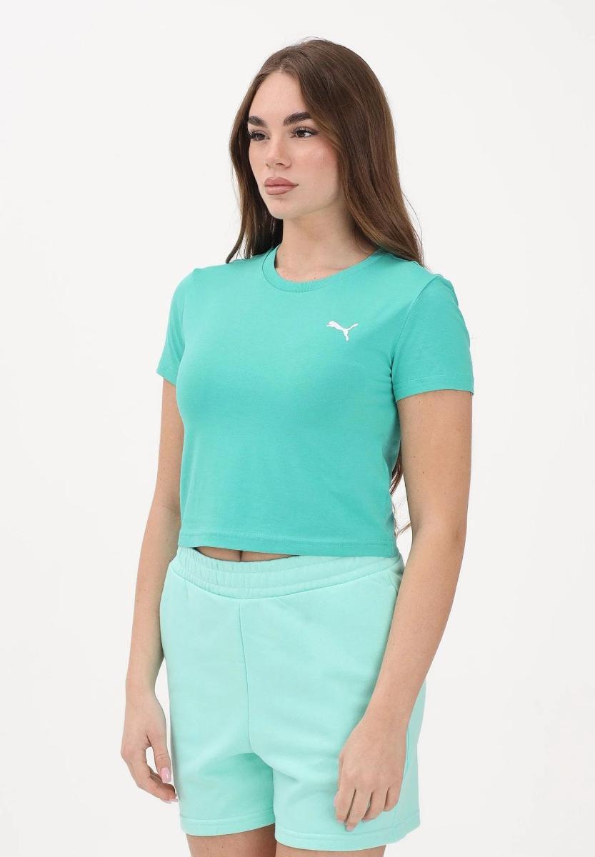 PUMA T-Shirt Wardrobe Ess da Donna-GREEN