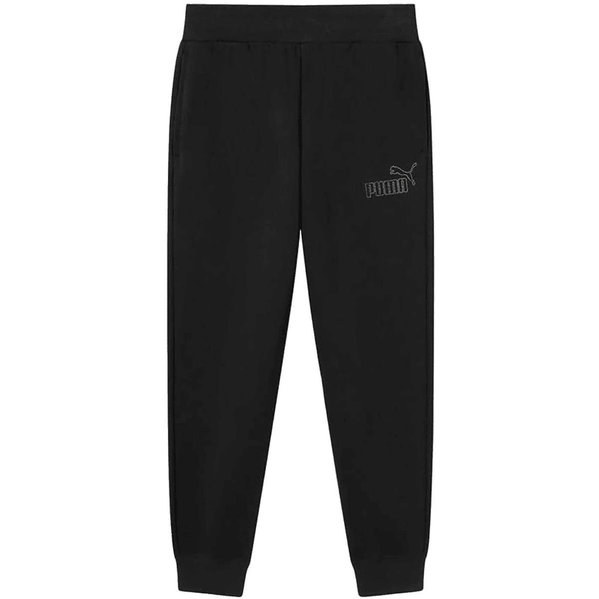 PUMA Ess Rhinestone Logo Pantaloni Tuta Donna-Nero