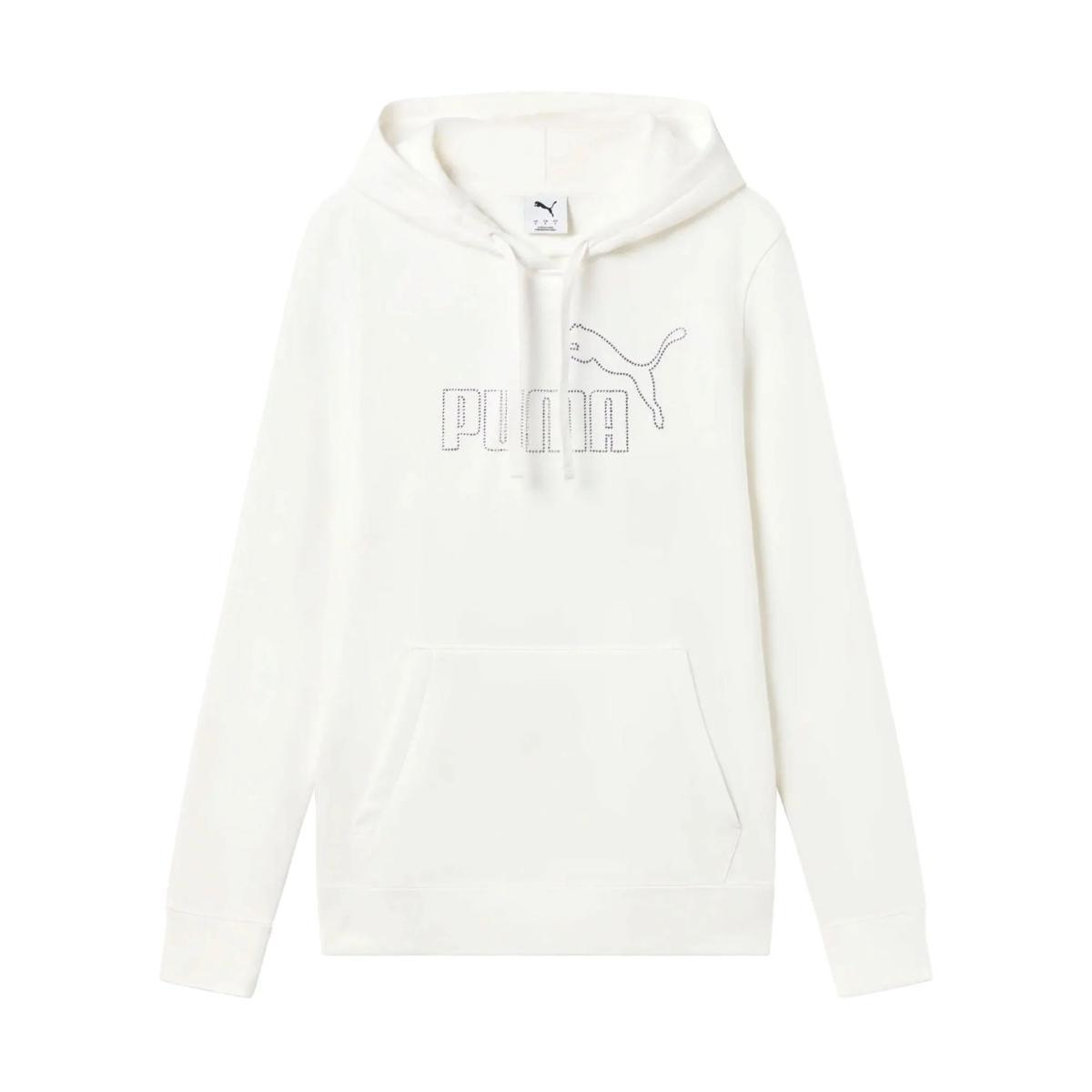 Felpa Donna Essential bianca con logo strass