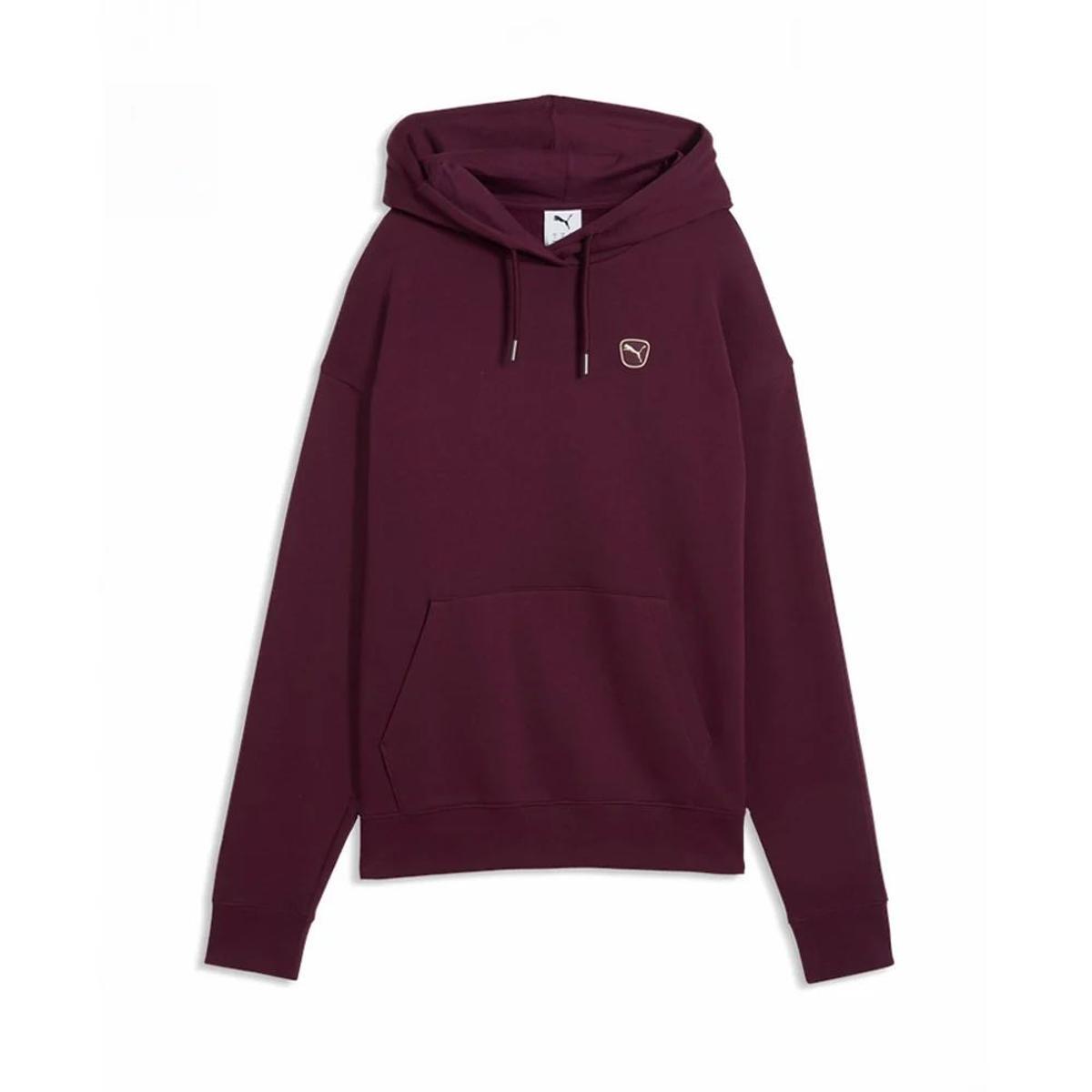 PUMA Felpa con Cappuccio Essentials Elevated da Donna-Rosso