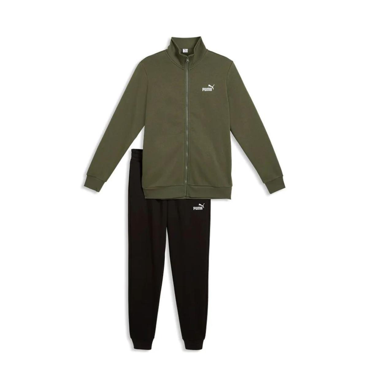 PUMA Essentials Sweat Tuta da Uomo Full Zip con Collo Alto in Cotone e Poliestere, Bordeaux/Nero-Verde