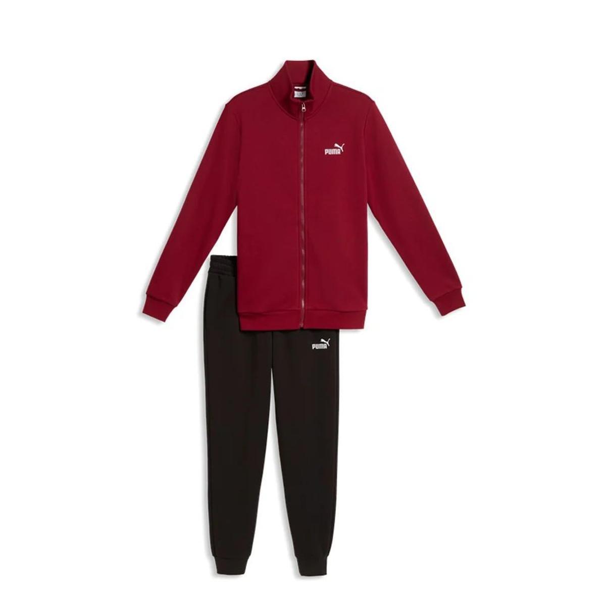 PUMA Essentials Sweat Tuta da Uomo Full Zip con Collo Alto in Cotone e Poliestere, Bordeaux/Nero-Rosso