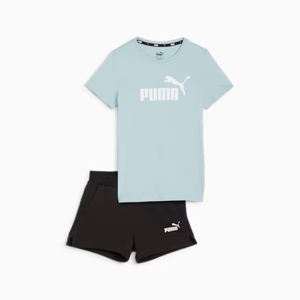 PUMA Logo Tee & Shorts Set G Tuta da pista Bambine e ragazze-Turchese