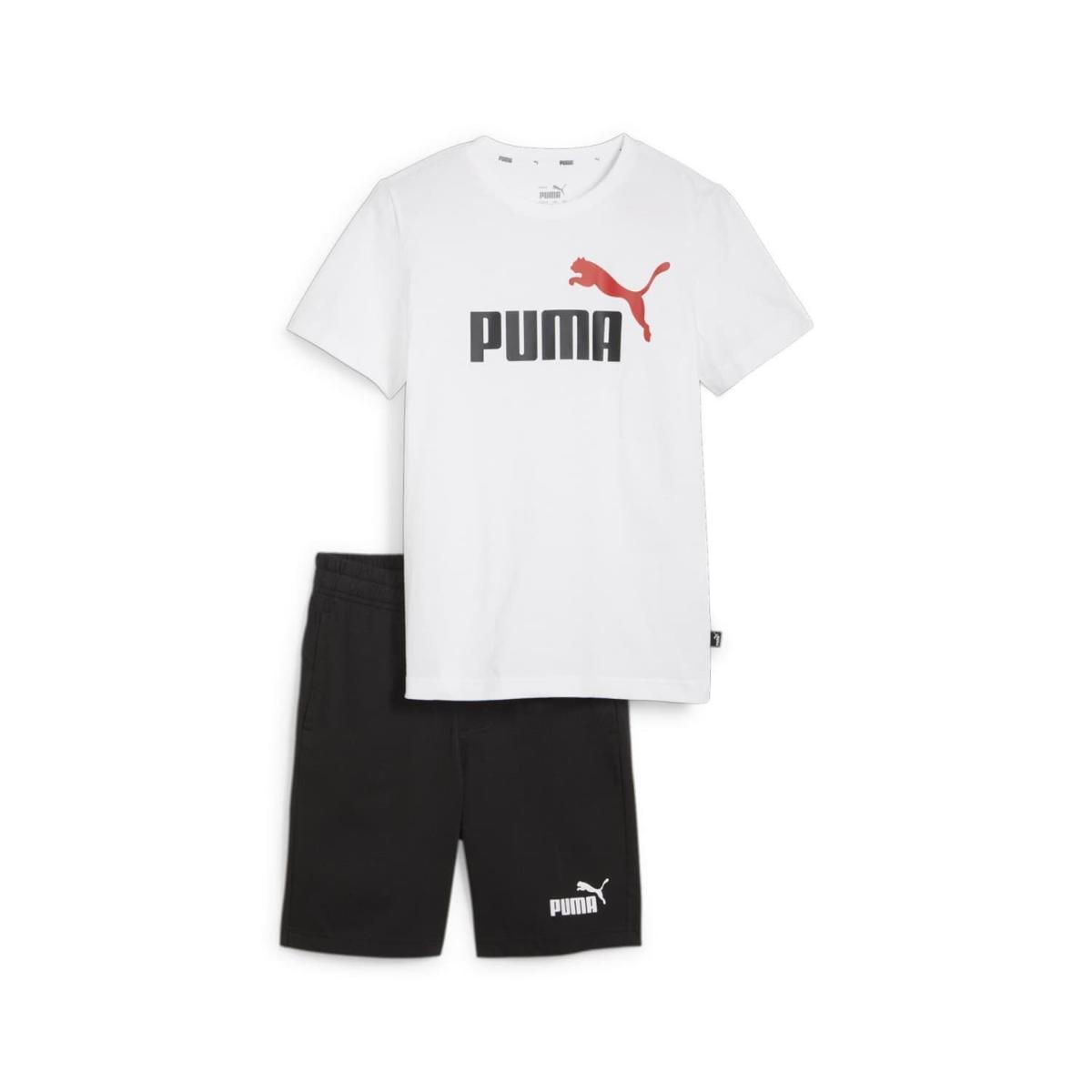 PUMA Minicats Ess Tee And Shorts Set Inf Abiti lavorati a maglia Unisex - Bimbi 0-24 (Pacco da 2)-Bianco