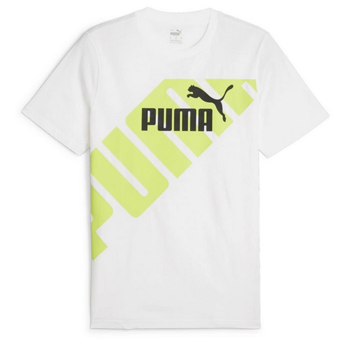 PUMA t-Shirt Power Graphic Uomo T-Shirt M/C-BIANCO/LIME
