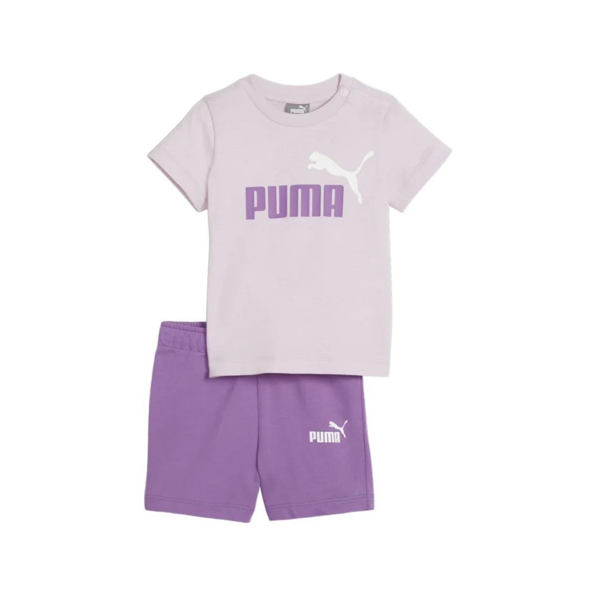 Puma Minicats Tee & Shorts Set Tuta da Pista Unisex - Bambini e Ragazzi-Glicine