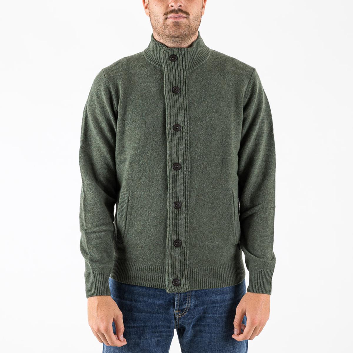 Barbour Cardigan Patch Verde da Uomo