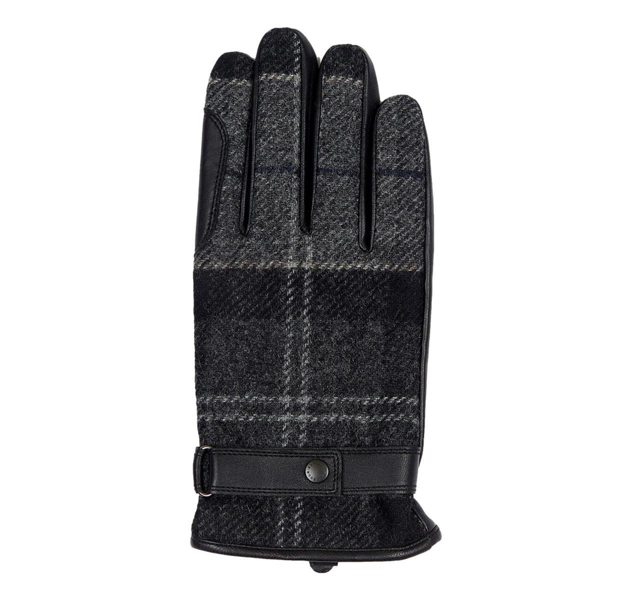 Barbour Newbrough - Guanti in tartan, colore: nero/grigio