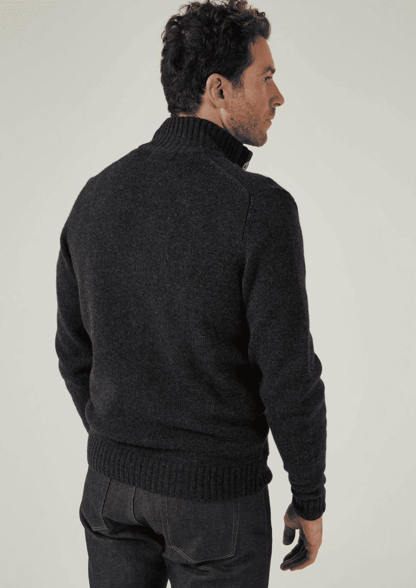 KNITWEAR Cardigan con bottoni in lana d'agnello antracite-Charcoal