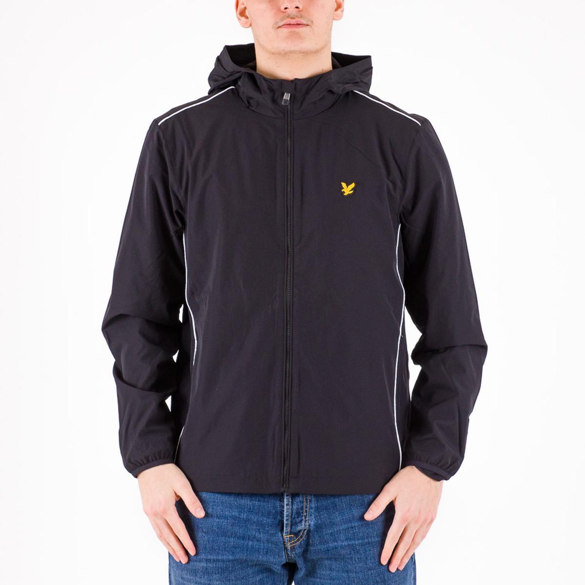 Lyle & Scott Uomo Giacca Sportiva Con Cappuccio E Ricami A Contrasto-Nero